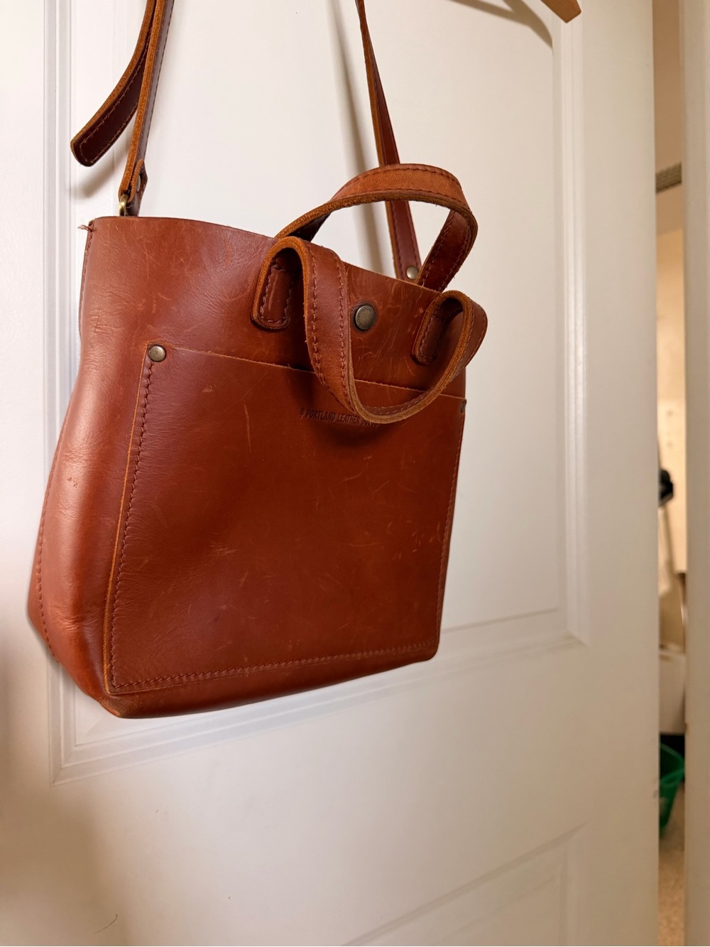 Portland leather Classic Tan Leather Crossbody Tote - Minimalist Women's Bag